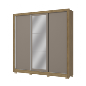 Roupeiro CB07M570 Kappesberg 223cm 3 Portas Flex com Espelho Nogueira e Fendi - Outlet
