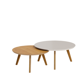Conjunto 2 Mesas de Centro Classic Imcal Off White e Nature