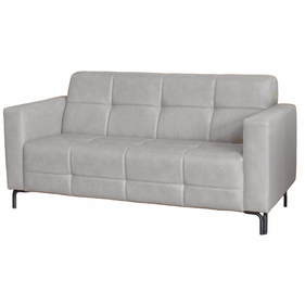 Sofá Living Hamilton 200cm Konfort Pés Metal Preto Courino Cinza
