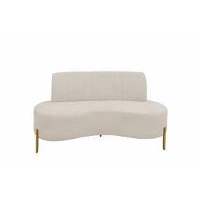 Sofá Living Qatar 160cm Konfort Pés em Metal Dourado Boucle Creme