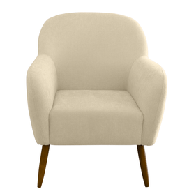 Poltrona La Paz 78cm Konfort Pés Palito Castanho Linho Bege