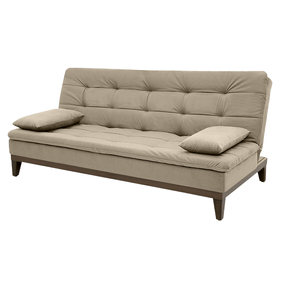 Sofá Cama Melissa 190cm Linoforte Pés em Madeira Veludo Castor