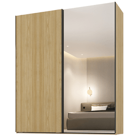 Roupeiro Creta Mambel 200cm 2 Portas de Correr com Espelho 100% MDF Olmo
