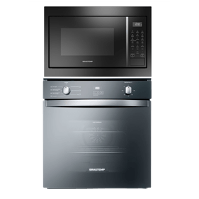 Kit Brastemp de Embutir Forno Elétrico 84 Litros Inox Espelhado+Micro-ondas 32 Litros Preto 220V