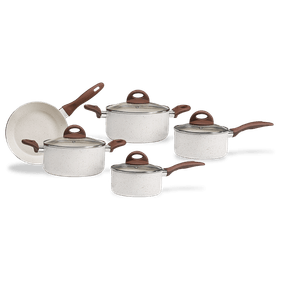 Jogo de Panelas Brinox Granada Ceramic Life 5 Peças com Fundo de Indução Vanilla