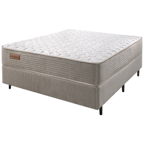 Conjunto Cama Box Capitólio Casal Ecoflex 138x188x65cm Molas Ensacadas (PHP) Bege
