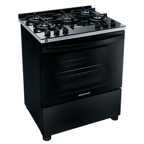 Fogão 5 Bocas Brastemp BFS5VCE Mesa de Vidro e Turbo Chama Preto Bivolt