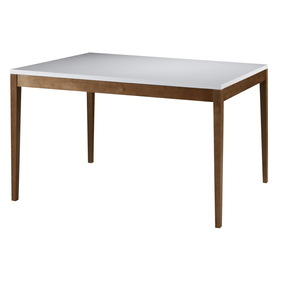 Mesa Retangular Duo Artsoli 160x90cm Castanho Claro Tampo com Vidro Off White - Outlet