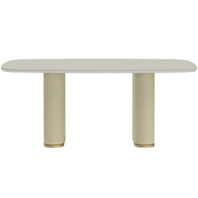 Mesa Retangular Lintz Província 184x110cm Bege Tampo com Vidro Off White Fosco