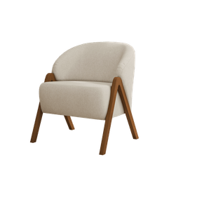 Poltrona Liz 71cm Molufan Braços de Madeira Jequitiba Bege