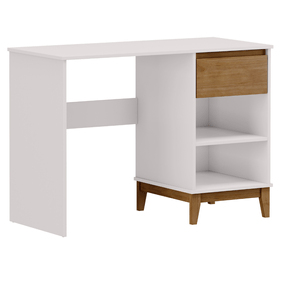 Escrivaninha Prata Finestra 110cm 1 Gaveta Off White/Freijó