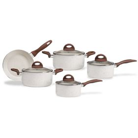 Jogo de Panelas Brinox Granada Ceramic Life 5 Peças com Fundo de Indução Vanilla