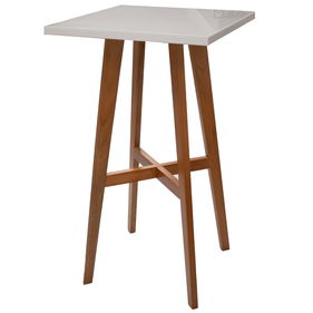 Mesa Bistrô Sara Artsoli Castanho Claro com Vidro Off White