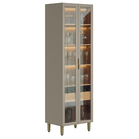 Cristaleira Allure Linea 70cm 2 Portas Adega com LED Jequitibá e Gris