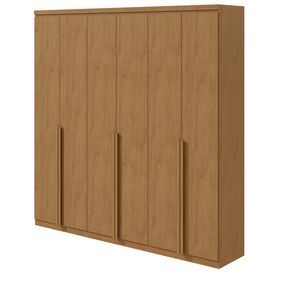 Roupeiro New Alonzo Lopas 6 Portas com Puxador em Madeira 231cm Amêndoa Clean