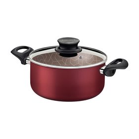 Panela Caçarola Paris Tramontina 24cm Alumínio Starflon Max com Tampa de Vidro Vermelho