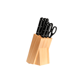 Conjunto de Facas Brinox 8 Peças Com Cepo Daily Madeira