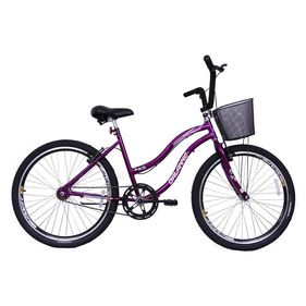 Bicicleta Dalannio Bike Aro 26 Beach com Cestinha Violeta - Outlet