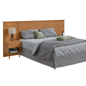 Cabeceira Like Extensível com Mesa Lopas Casal/Queen Amêndoa Clean
