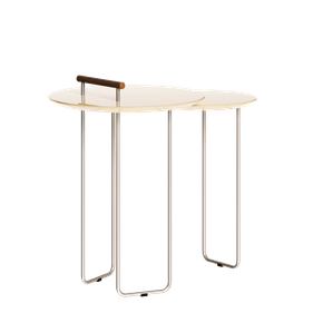 Mesa Dupla Side Lateral Imcal Pés em Metal Off White