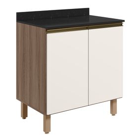 Balcão Nicioli Kali 60x85 100% MDF 2 Portas Com Tampo Carvalho Tok e Off White