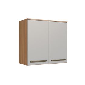 Armário Aéreo de Cozinha Isabelle Delmarco 80cm 2 Portas Freijó e Arenas