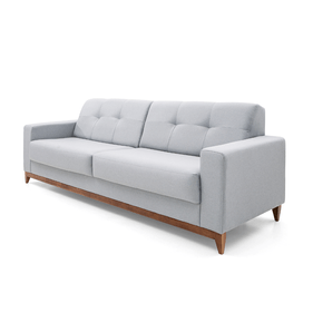 Sofá Living MH4219 180cm Herval 2 assentos Base Madeira Linho Cinza