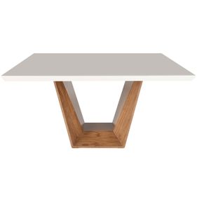 Mesa Quadrada Diamond Ferrati 150x150cm Champanhe Tampo com Vidro Off White