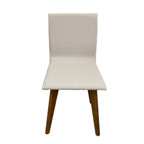 Cadeira Elite Menegaz Madeira Noce Estofada Linho Marrom Claro - Outlet