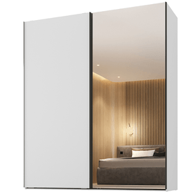 Roupeiro Creta Mambel 200cm 2 Portas de Correr com Espelho 100% MDF Branco