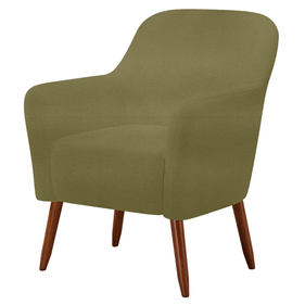 Poltrona La Paz 78cm Konfort Pés Palito Castanho Veludo Verde Oliva