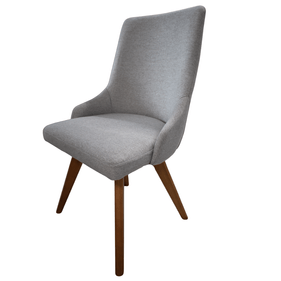 Cadeira Lais Menegaz Noce Linho Cinza Claro - Outlet