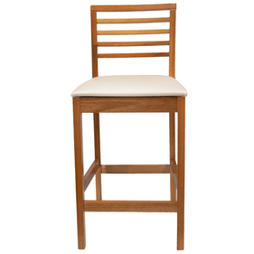 Banqueta Eco Artsoli Castanho Claro com Encosto Ripado Bege Facto - Outlet