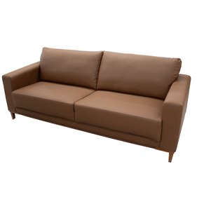 Sofá Living Nilo 214cm Molufan 2 Assentos Pé em Madeira Courino Marrom - Outlet
