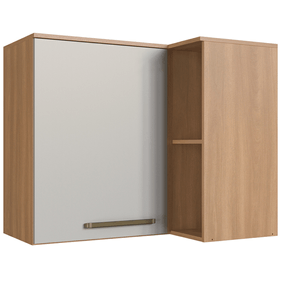 Armário Aéreo de Canto Cozinha Isabelle Delmarco 97cm 1 Porta Freijó e Arenas