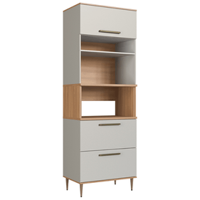 Paneleiro Torre Quente Isabelle Delmarco 80cm 2 Gavetas 1 Porta Basculante Freijó e Arenas