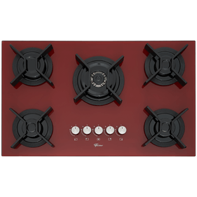 Cooktop à Gás Fischer 5 Bocas Infinity Tripla Chama Vidro Vermelho Rouge Bivolt