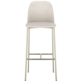 Banqueta Lucille Alta Província Metal Champanhe Linho Bege