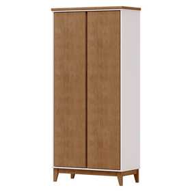 Roupeiro Prata Finestra 83cm 2 Portas 5 Prateleiras Off White e Freijó - Outlet