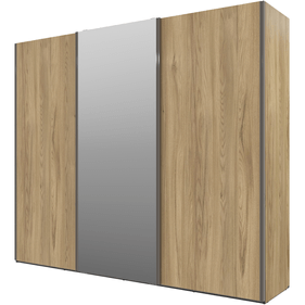 Roupeiro Veneto 274cm Mambel 100% MDF 3 Portas Correr com Espelho Olmo