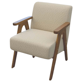 Poltrona America 80cm Konfort Braços em Madeira Linho Areira - Outlet