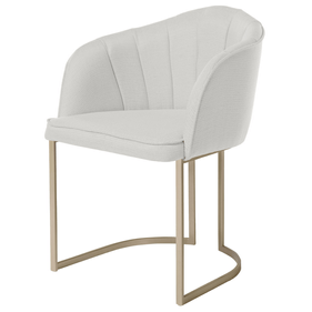 Poltrona Beverly Província Metal Champanhe Linho Bege