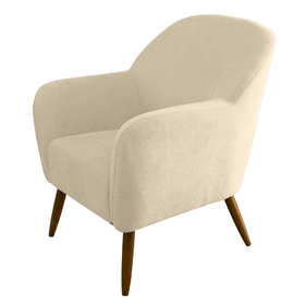 Poltrona La Paz 78cm Konfort Pés Palito Castanho Linho Bege - Outlet