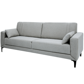 Sofá Agra 210cm Linoforte 2 Assentos Pé em Metal Linho Cinza