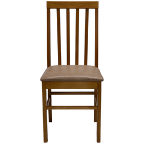 Cadeira Milena Matte Estofada Madeira Mel Courino Marrom Claro