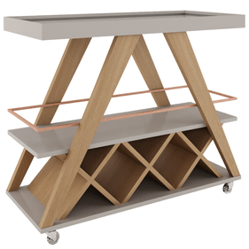 Carrinho Bar Taj Rudnick com Rodizios Natural com Off White