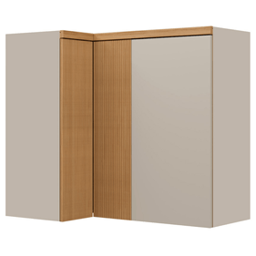 Armário Aéreo Canto de Cozinha Allure Linea 100% MDF 93cm Jequitibá e Gris