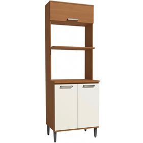 Paneleiro Torre Quente de Cozinha Linna Kappesberg 70cm 3 Portas com Nicho Canela e Off White