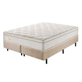 Conjunto Cama Box High Spring Queen Ecoflex 158x198x70cm Molas Superlastic Bege