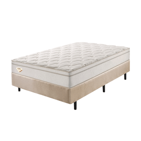Conjunto Cama Box High Spring Casal Ecoflex 138x188x70cm Molas Superlastic Bege
